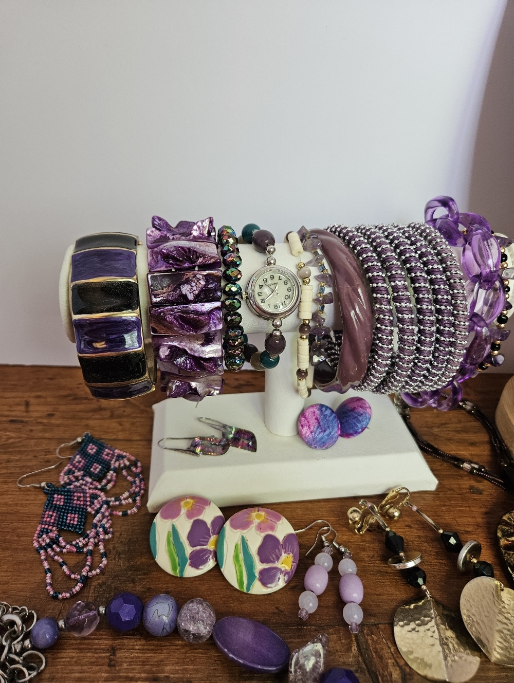 Large Purple Estate Jewelry Lot Vintage To Modern Assorted Wearable Violet - Picture 4 of 15